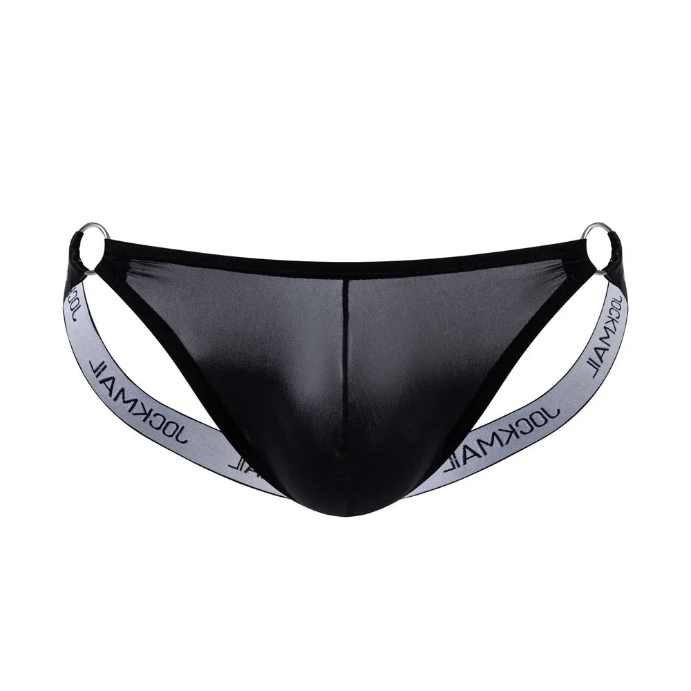 Mens Slip Bikini Jockstrap Mens Panties Ice Silk Underwear Sissy Sexy Panties Thongs Leg Strap Lingerie Male Jockstrap T-back
