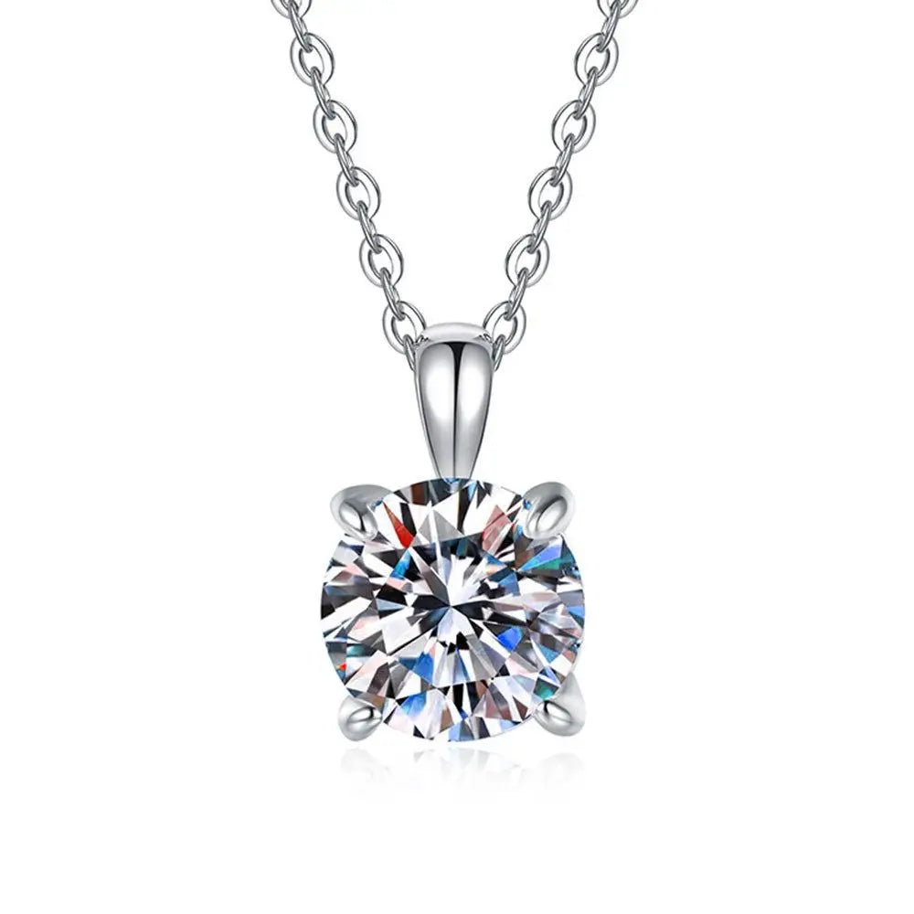Mini Moissanite Real 925 Sterling Silver Pendant Necklace Female Clavicle Necklaces Wedding Party Jewelry