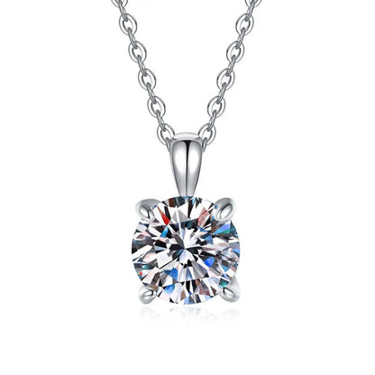 Mini Moissanite Real 925 Sterling Silver Pendant Necklace Female Clavicle Necklaces Wedding Party Jewelry