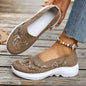2026 Summer Women Breathable Knit Floral Embroidery Platform Loafers Slip On Walking Shoes Lightweight Soft Cushion Insole Anti Slip Wedge Sole Comfort Casual Daily Outdoor Travel Nurse Footwear Black Khaki Green Multiple Siz