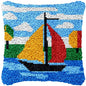 Lighthouse Sailing Latch Hook Set Embroidery Latch Hook Kit Marine Animals Latch Hook Pillow Set Button Pad Package Handmade DIY