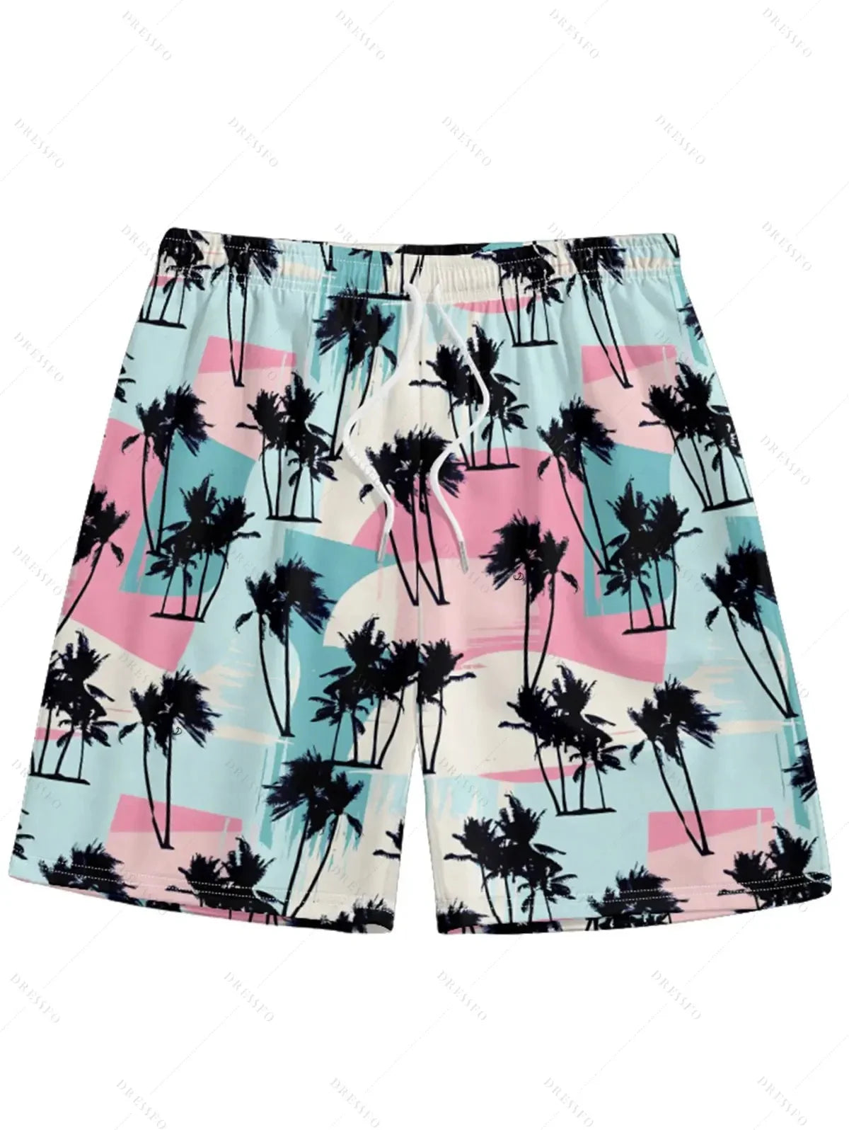 Men's Hawaiian 3D Palm Tree Pattern Beach Shorts Quick Dry Outdoor Leisure Sports Shorts Fashion Men's Shorts