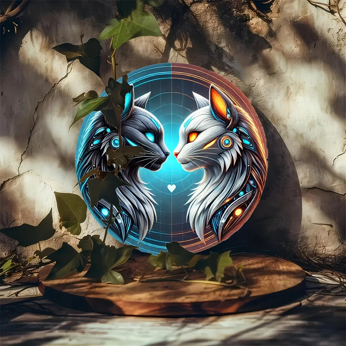 Wolf Engraved Aluminum Foil Art Sign, Reusable Round Metal Wall Decor, Weatherproof Animal Design for Home & Bar