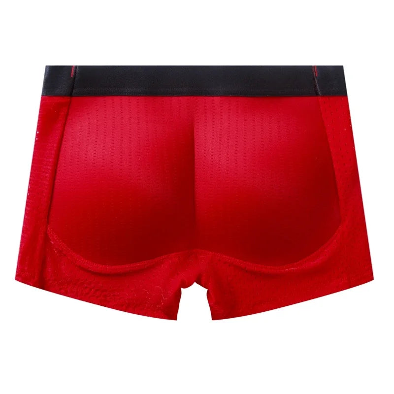 Mesh Breathable Men's Underwear, Comfy Stretchy Butt Shaping Boxer Briefs Shorts, Gym Athletic Hip Lifting Trunks