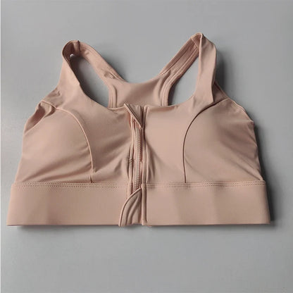 Women's Zipper Shockproof Sports Bra