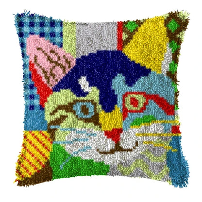 Cow Horse Elephant Animal Carpet Embroidery Set Cartoon Cat Smyrna Latch Hook Kit DIY Knot Pillow Package Pillow Buttons Package
