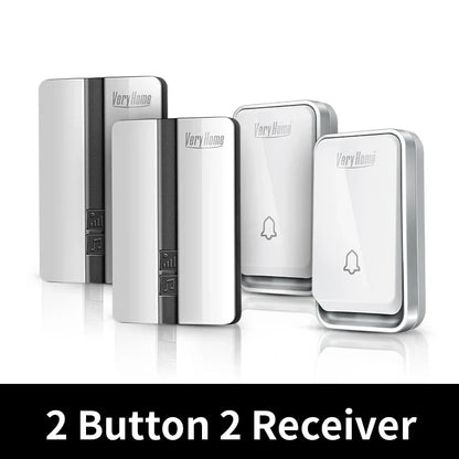 VeryHome Wireless Doorbell Waterproof Self-powered Button Smart Door Bell Sets Home Welcome Outdoor House Chimes  Receiver