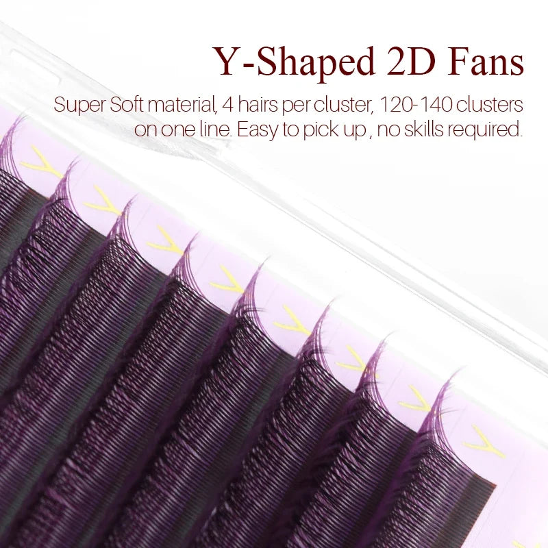 SONG LASHES Y Shape Ombre Color Lashes Two tip C/D Curl Premade Volume Lashes Individual Eyelash Extension Supplies