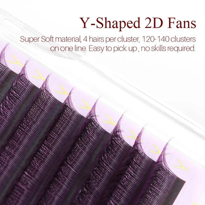 SONG LASHES Y Shape Ombre Color Lashes Two tip C/D Curl Premade Volume Lashes Individual Eyelash Extension Supplies