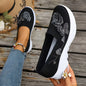 2026 Summer Women Breathable Knit Floral Embroidery Platform Loafers Slip On Walking Shoes Lightweight Soft Cushion Insole Anti Slip Wedge Sole Comfort Casual Daily Outdoor Travel Nurse Footwear Black Khaki Green Multiple Siz