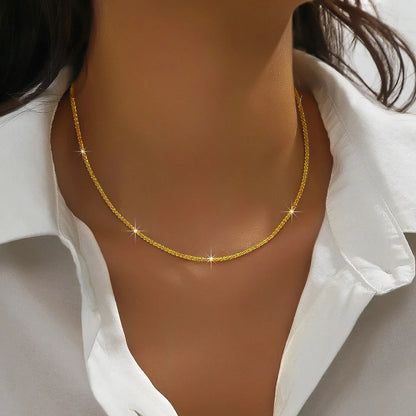 LUXUKISSKIDS Shiny Solid Chains Elegant Necklaces for Woman Sparkling Clavicle Chain Choker Simple Wedding Jewelry Collar Gifts