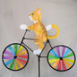 Three-dimensional Cartoon Animal Riding Windmill Cartoon Modelling Standing Pole Bicycle Wind Spinners Wind Spinners Lawn