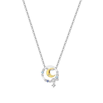 Romantic Pink Crown Heart Pendant Necklace Genuine 925 Sterling Silver Elegant Fine Jewelry for Women Wedding Holiday Presents