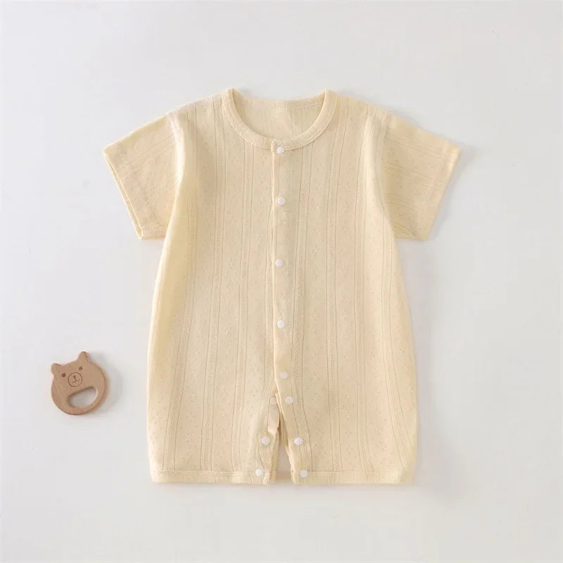 Baby Short Sleeved Jumpsuit Summer Newborn Breathable Mesh Air
