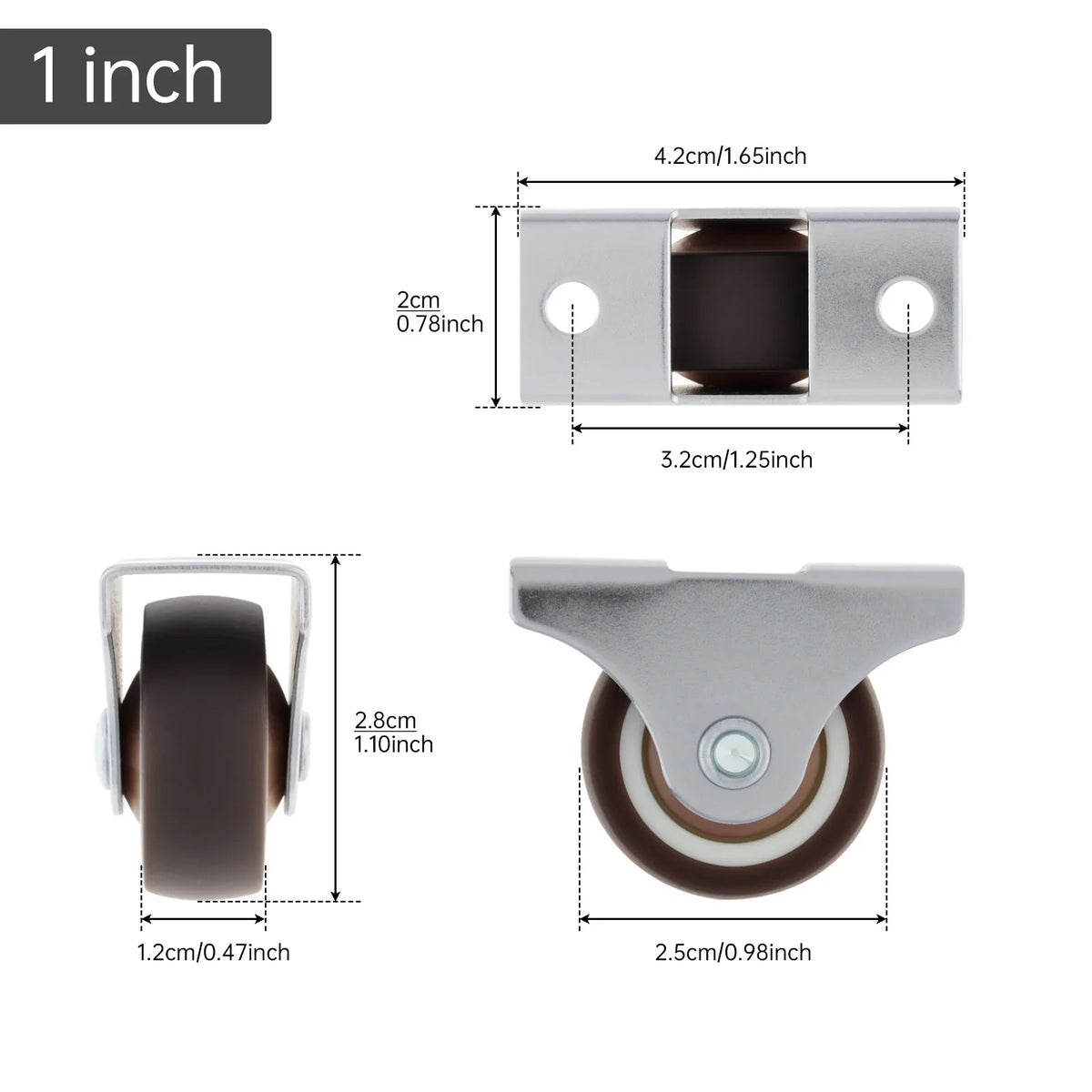 4pcs 1 Inch/1.25 Inch/1.5 Inch/2 Inch Universal Casters Furniture