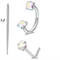 6/2pcs Horseshoe Nose Rings with L-Shape Nose Stud, Stainless Steel