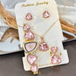 5pcs Luxury Women's Quartz Watch Jewelry Set Fashion Colorful Diamond Women Watches Necklace Ring Earrings Accessories Gifts Set