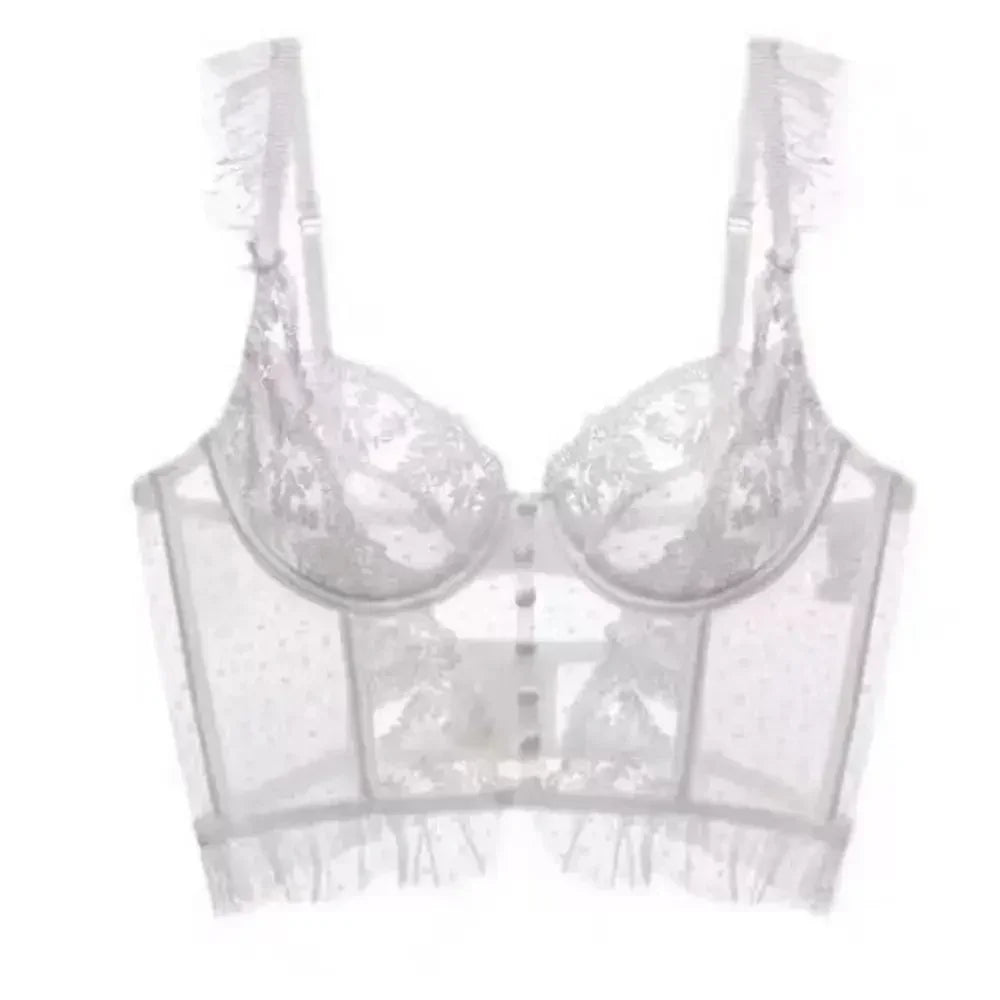Fashion Comfortable Lace Lingerie with Steel Ring Wrapped Chest Top Bra and Panty Set Sexy Intimates Supply Underwire Female