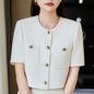 Luxury Blazer White Small Fragrance Short Sleeve Jacket Women's Summer Loose Thin Versatile Top Shorts Professional Black Suits