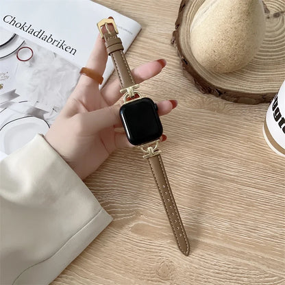 Apple Watch Slim Leather Band with Decorative Connectors