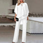 Spring Summer Women's 2-piece Set Ruffled Pullover Shirt Straight Pants Office Luxury Commuting Fashion Simple Irregular Sets