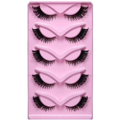 5 Pairs Cat Eye False Eyelashes Eye End Lengthening Long Curling Thick Fluffy All-match Comfortable Fake False Eyelashes