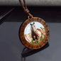 Horse Necklaces White Brown Horse Galloping Glass Dome Vintage Wooden Pendant Rope Chains Necklace Women Men Goth Jewelry Gift