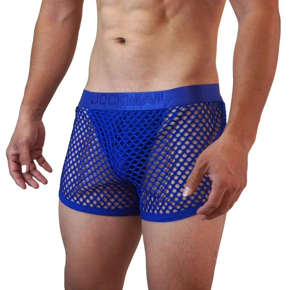 Men Underwear Boxer Thong 2 in 1 Lined with Thong Jockstrap Home Shorts Boxer Man Panties Sexy Soft Sport Short Boxer Mesh