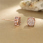 Female Austrian Crystal Round Earring White Gold Yellow Gold Color White Zircon Hip Hop Wedding Stud Earrings For Women Jewelry