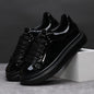 Brand Men's Shoes Black Glossy Casual Men Shoes White Fashion Couple