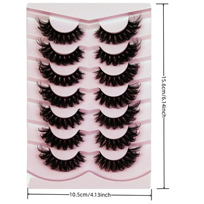 7 Pairs False Eyelashes Wispy Lashes Natural Look Fake Eyelashes Cat Eye Lashes Faux Mink Fluffy Strip False Lashes Pack