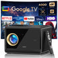 XIWBSY 4000ANSI Google TV Projector 4K Android 14.0 Sealed Optical Projector 52000Lumens WiFi6 Projector Google Voice Assistant