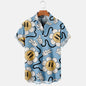 New men's street fashion summer daily shirt Hawaiian colorful rainbow print casual loose shirt short sleeved beach loose top