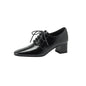 NEW Spring/Autumn Women Pumps Square Toe Chunky Heel Shoes Concise Split Leather Shoes for Women Lace-up Handmade Women Shoes