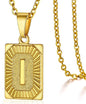Initial Pendant Necklace for Women Simple Stainless Steel Cuba Link Charm Letter Square Necklace Men Jewelry Couple Gift