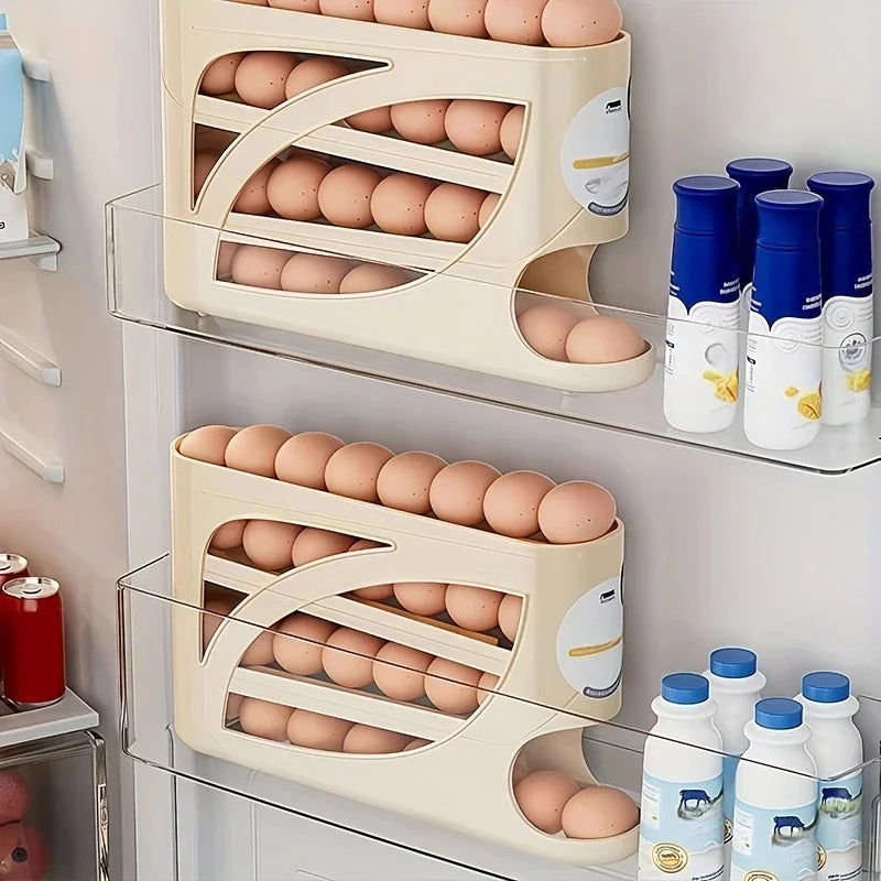 3-Tier Rolling Egg Storage Container for Refrigerator Holds 24 Eggs