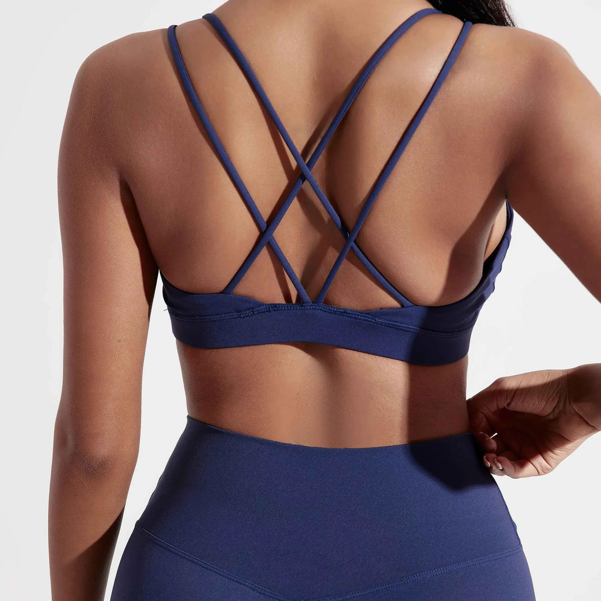 Solid Color Cross Fitness Bra with Chest Pad