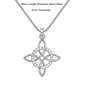 Witch Knot Pendant Necklace Stainless Steel Chain CZ Celtic 4 Elements Protection Amulet Retro Wiccan Gothic Women Men Jewelry