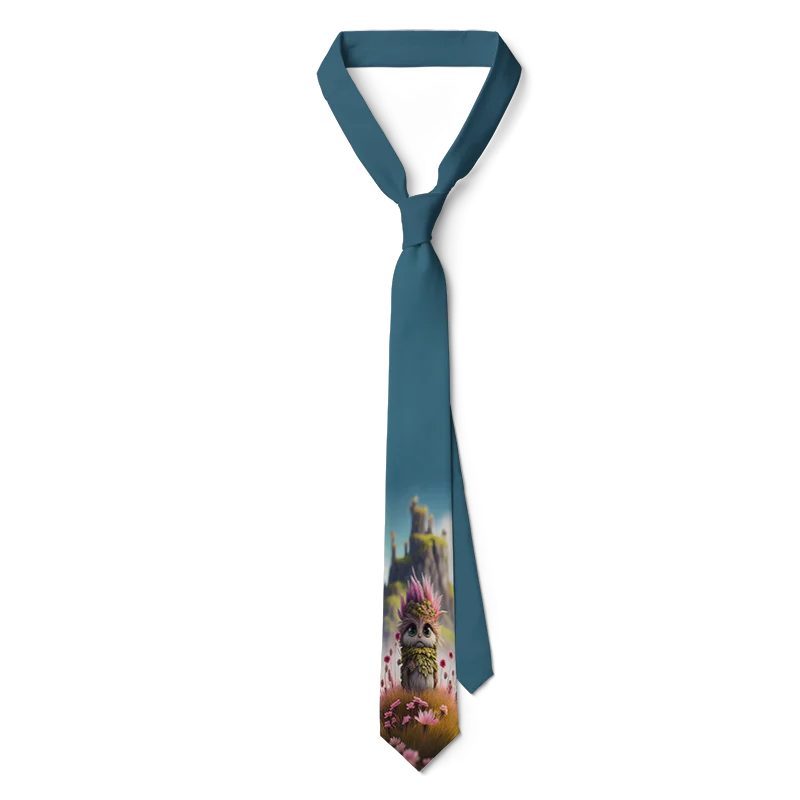 Newly Designed Cartoon Necktie 3D Printing Harajuku Fashion Kawaii Unisex Tie 8CM Slim Dating Wedding Party Tie Cosplay