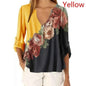 Summer Floral V-Neck 3/4 Sleeve Loose T-Shirt
