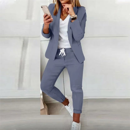 2 Piece Women's Autumn Winter Suit Fashion Slim Fit Lace-Up Small Feet