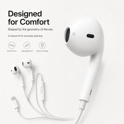 Official Apple EarPods Wired Earphones 3.5mm Lightning USB-C Connector with Mic Volume Control for iPhone iPad Mac