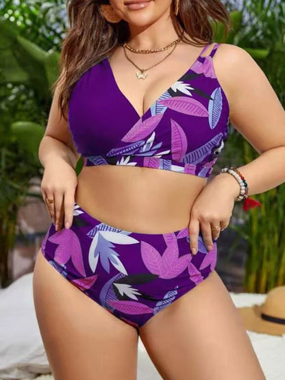Plus Size High Waist Printed Bikini 4XL