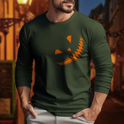New Helloween Graphic 3D Print Autumn Men's O-Neck T-shirt Casual Long Sleeve Oversized Pullover Fashion Tops Trend Men Clothing