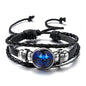 Luminous 12 Zodiac Constellation Sign Braided Couples Leather Bracelet For men Black Rope Charm Party Grow in the dark Jewelry