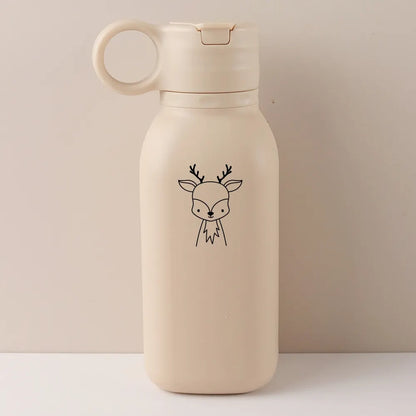 450ML Custom Name Silicone Straw Cup, Personalized Cartoon Pattern Water Bottle, Leakproof Sports Water Bottle for Kids Adults