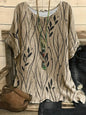 Women Plus Size 1XL-8XL Casual Loose Top Shirts Leaves Print Blouse T-shirt Ladies Fashion Vintage Blouse Half Sleeves T-shirt