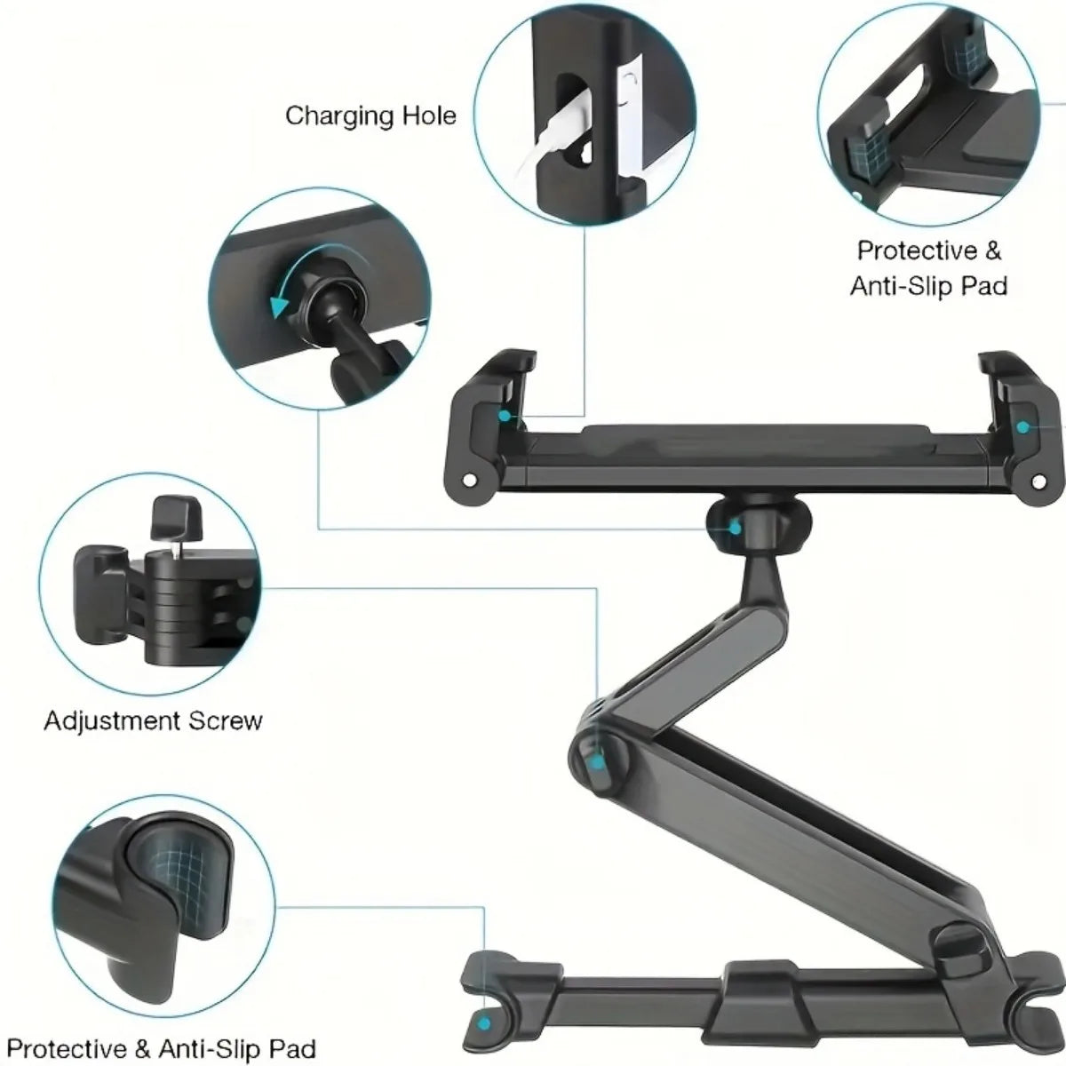 Car Tablet Holder, Headrest Tablet Mount Headrest Stand Cradle