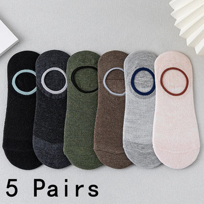 5pairs Men's Fashion Sports Socks, Striped Cotton Sweat Absorption Breathable Comfortable Ankle Socks