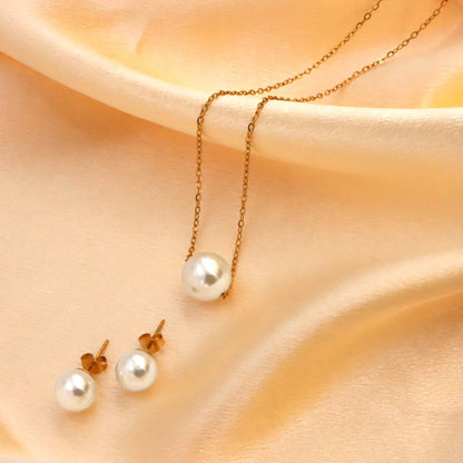 316L Stainless Steel FashionElegant One Pearl Necklace Charms Chain Choker Necklaces & Pendant For Women Jewelry gift